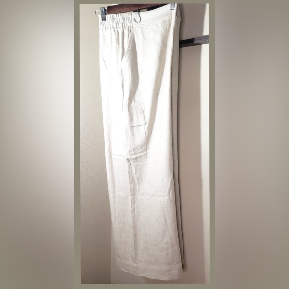 Jessica Simpson Wide Leg White Linen Pants L